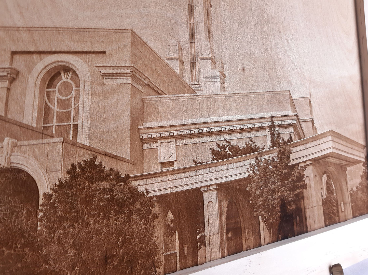 Wood Etched Timpanogos Temple