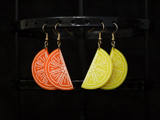 Lemon and Orange Slice Earrings, Cute Citrus Fruit Jewelry, Cute Summer Earrings