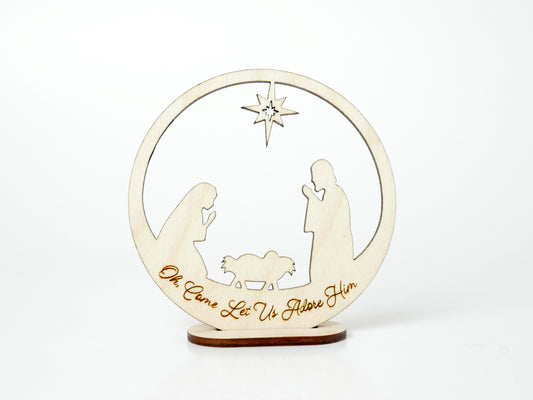 "Oh, Come Let Us Adore Him" Ornament Stand, Christian Decor, Christmas Ornament, Laser Cut wood, Christmas Gift