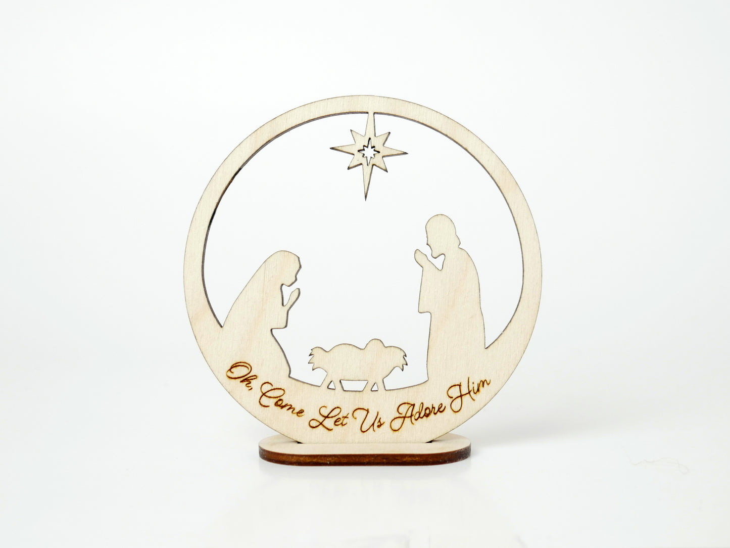 "Oh, Come Let Us Adore Him" Ornament Stand, Christian Decor, Christmas Ornament, Laser Cut wood, Christmas Gift