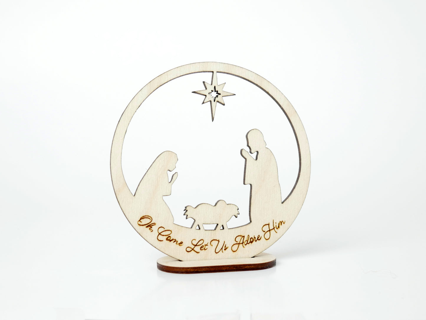 "Oh, Come Let Us Adore Him" Ornament Stand, Christian Decor, Christmas Ornament, Laser Cut wood, Christmas Gift