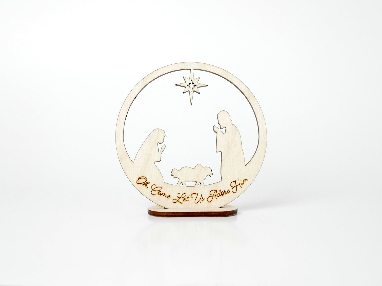 "Oh, Come Let Us Adore Him" Ornament Stand, Christian Decor, Christmas Ornament, Laser Cut wood, Christmas Gift