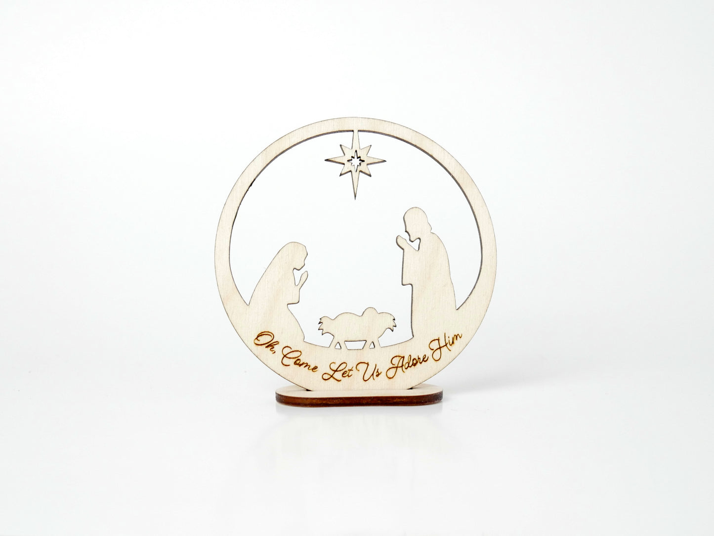 "Oh, Come Let Us Adore Him" Ornament Stand, Christian Decor, Christmas Ornament, Laser Cut wood, Christmas Gift