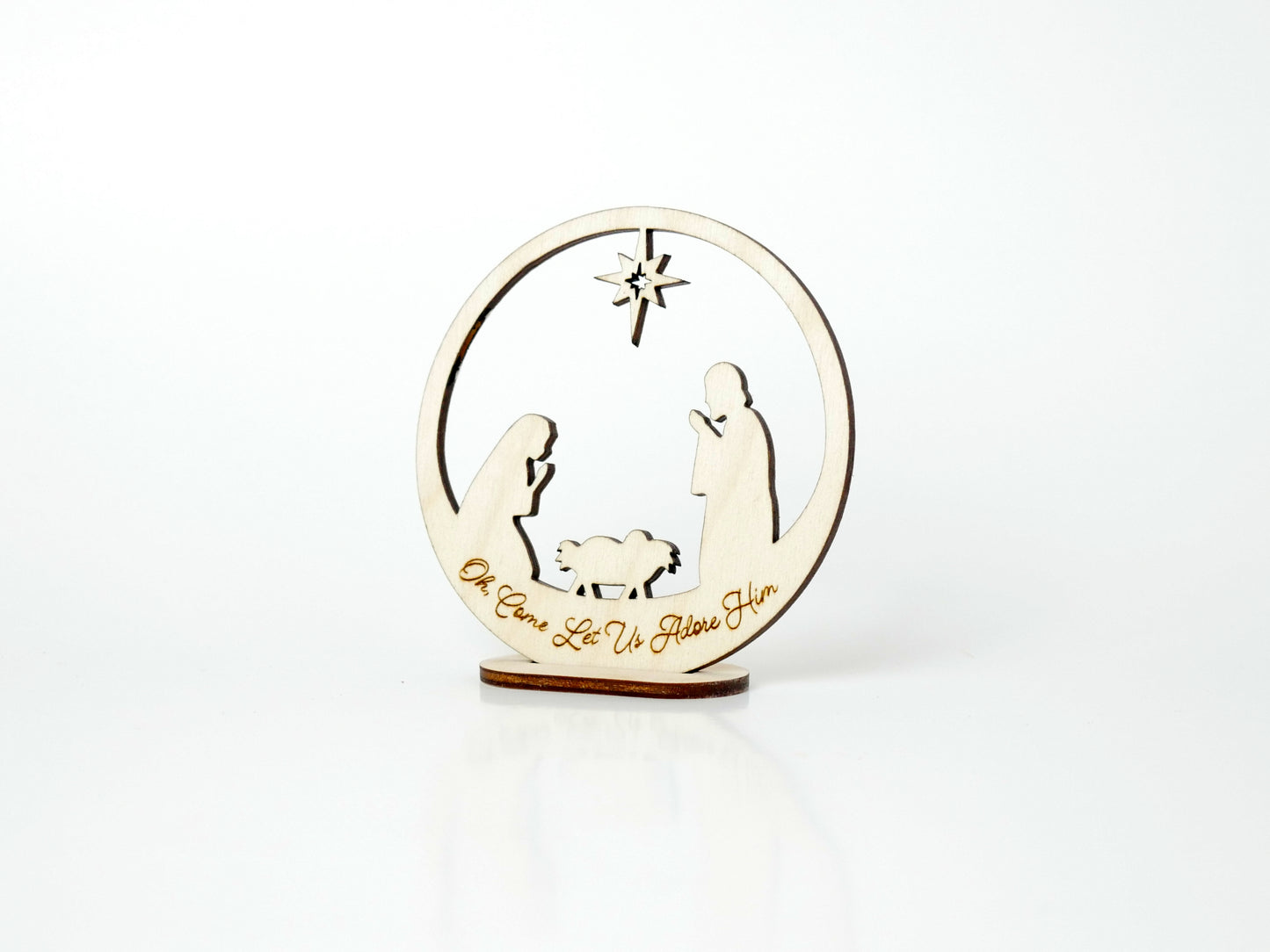 "Oh, Come Let Us Adore Him" Ornament Stand, Christian Decor, Christmas Ornament, Laser Cut wood, Christmas Gift