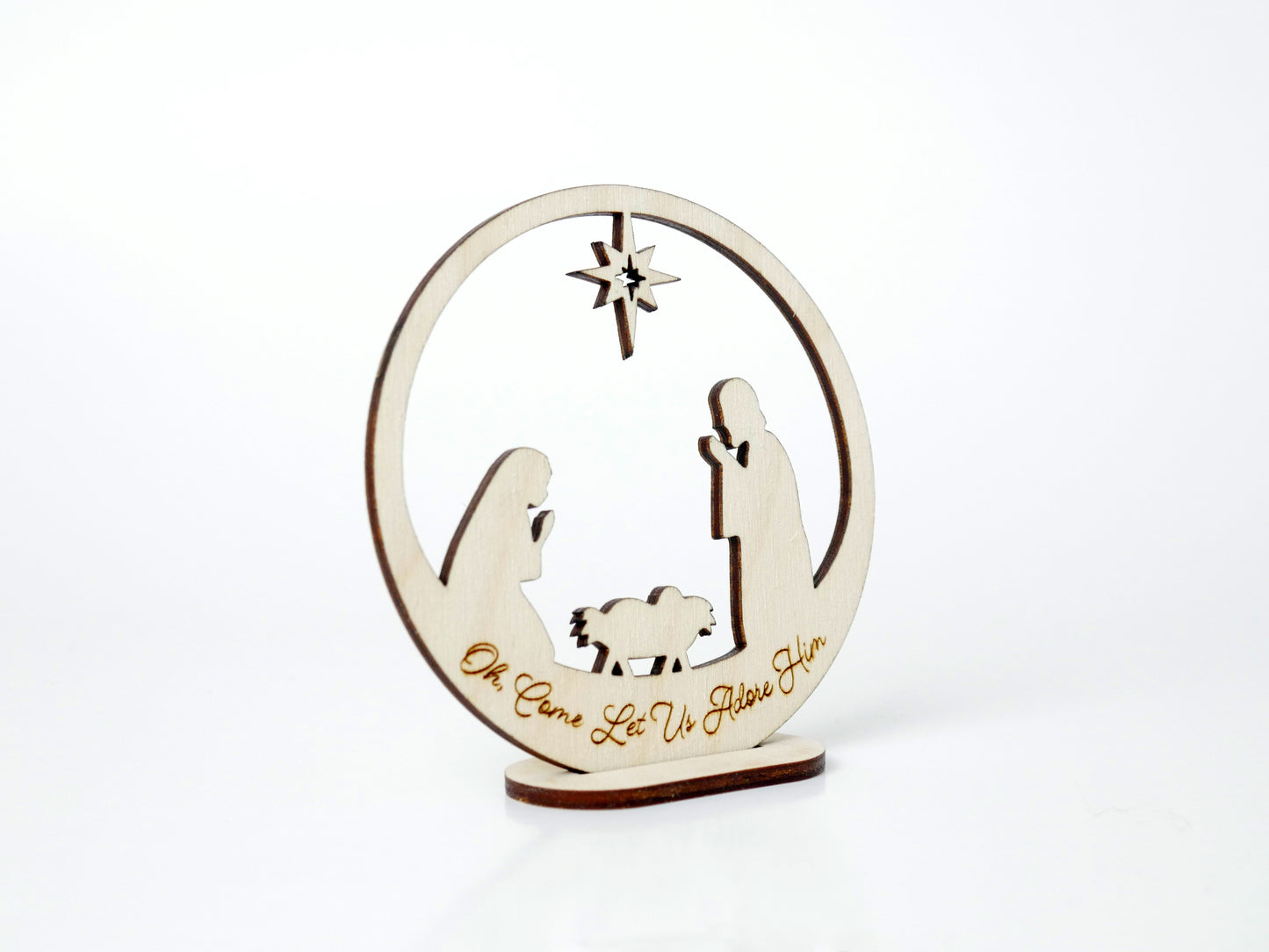 "Oh, Come Let Us Adore Him" Ornament Stand, Christian Decor, Christmas Ornament, Laser Cut wood, Christmas Gift