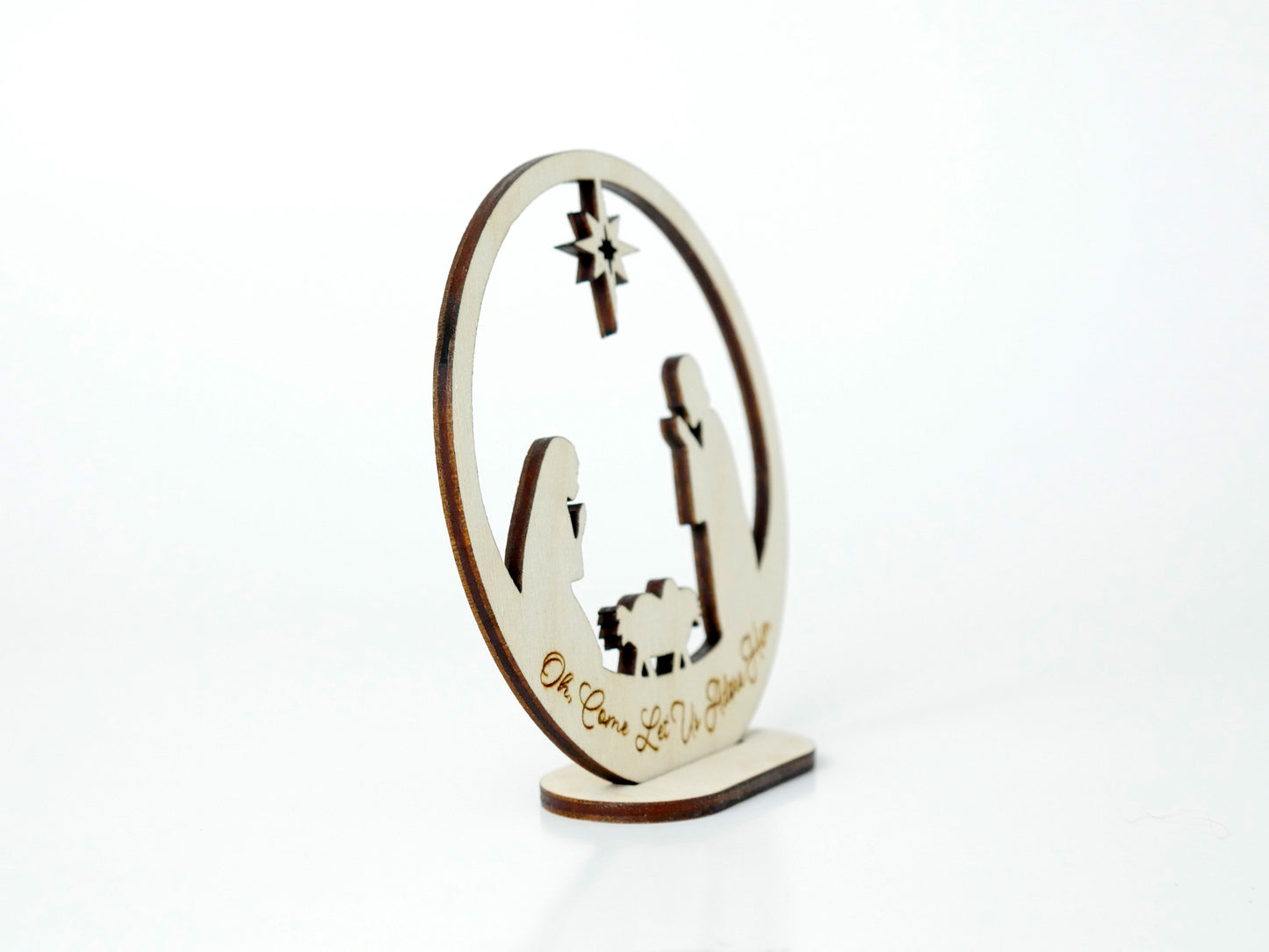 "Oh, Come Let Us Adore Him" Ornament Stand, Christian Decor, Christmas Ornament, Laser Cut wood, Christmas Gift