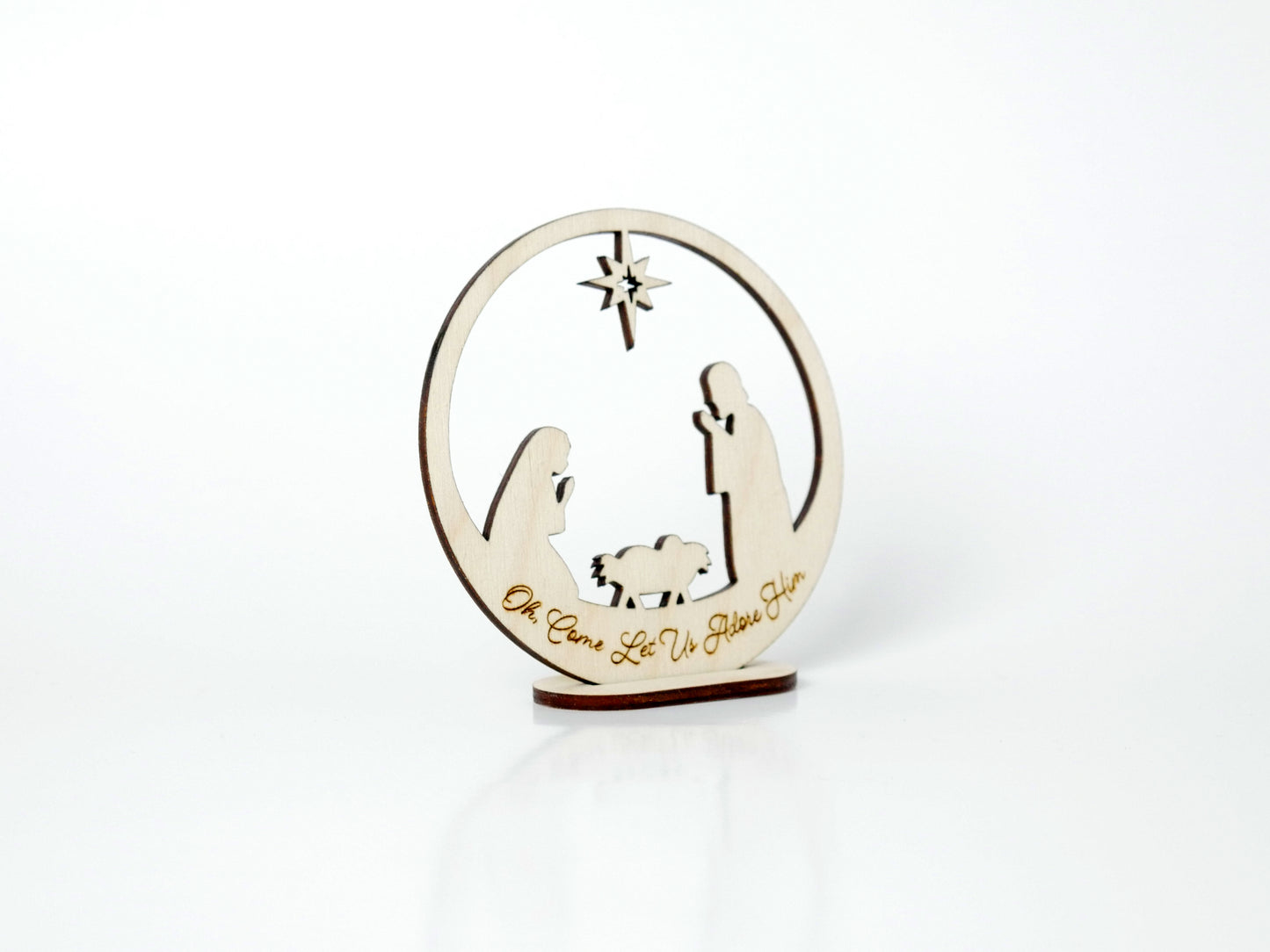 "Oh, Come Let Us Adore Him" Ornament Stand, Christian Decor, Christmas Ornament, Laser Cut wood, Christmas Gift