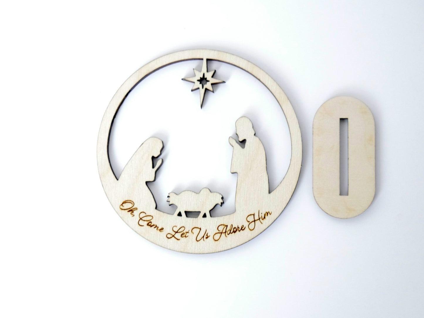 "Oh, Come Let Us Adore Him" Ornament Stand, Christian Decor, Christmas Ornament, Laser Cut wood, Christmas Gift