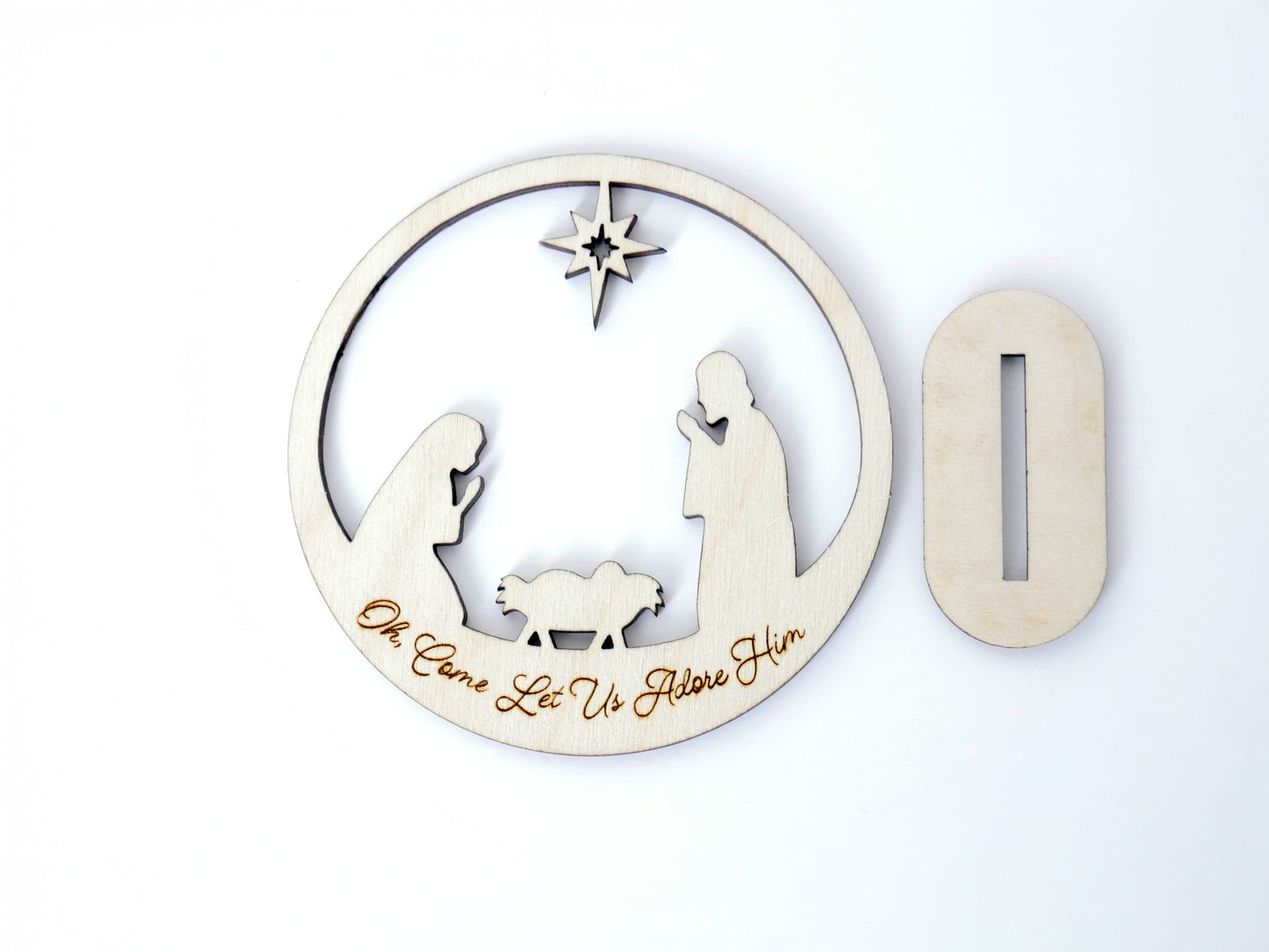 "Oh, Come Let Us Adore Him" Ornament Stand, Christian Decor, Christmas Ornament, Laser Cut wood, Christmas Gift
