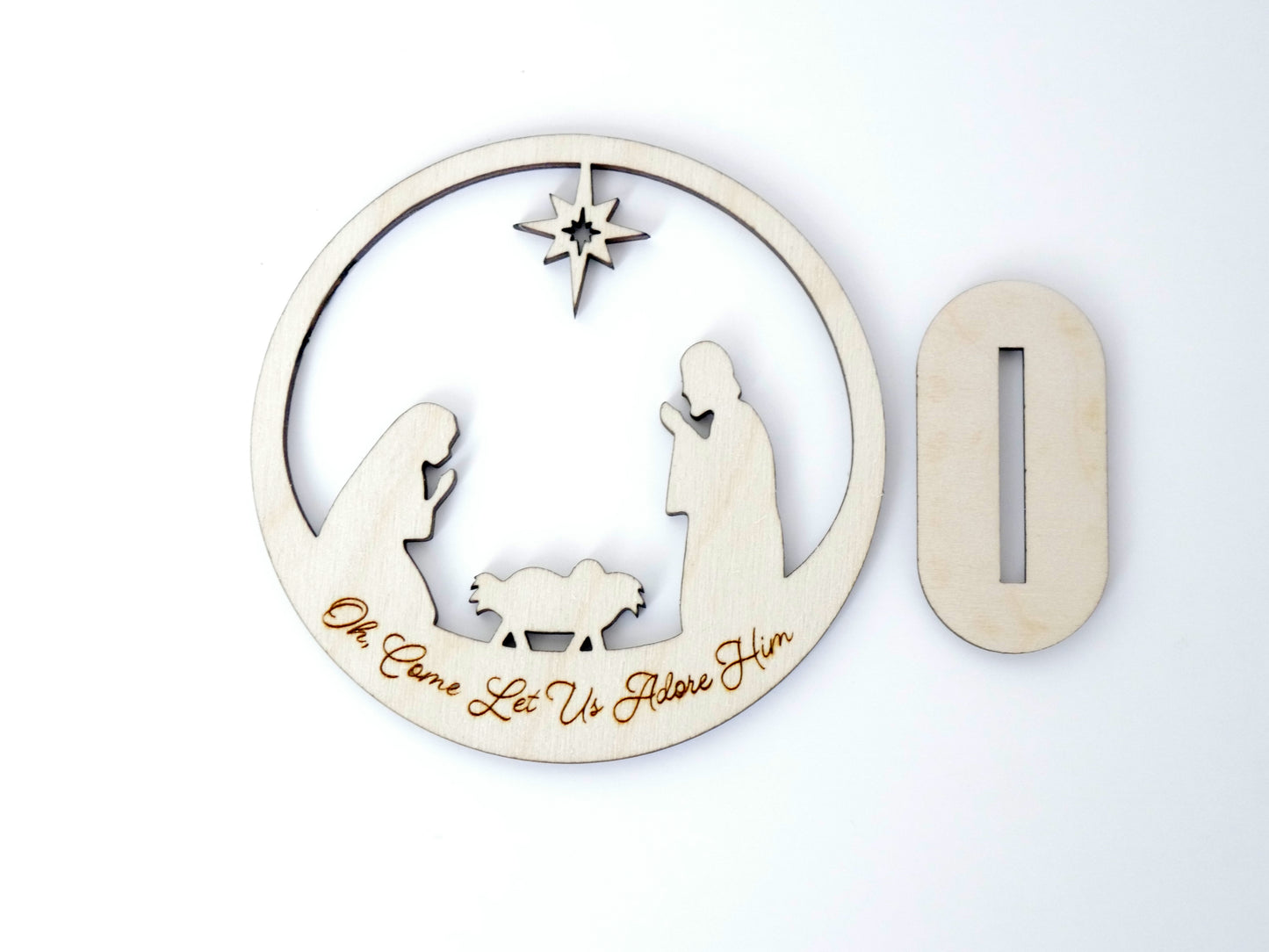 "Oh, Come Let Us Adore Him" Ornament Stand, Christian Decor, Christmas Ornament, Laser Cut wood, Christmas Gift