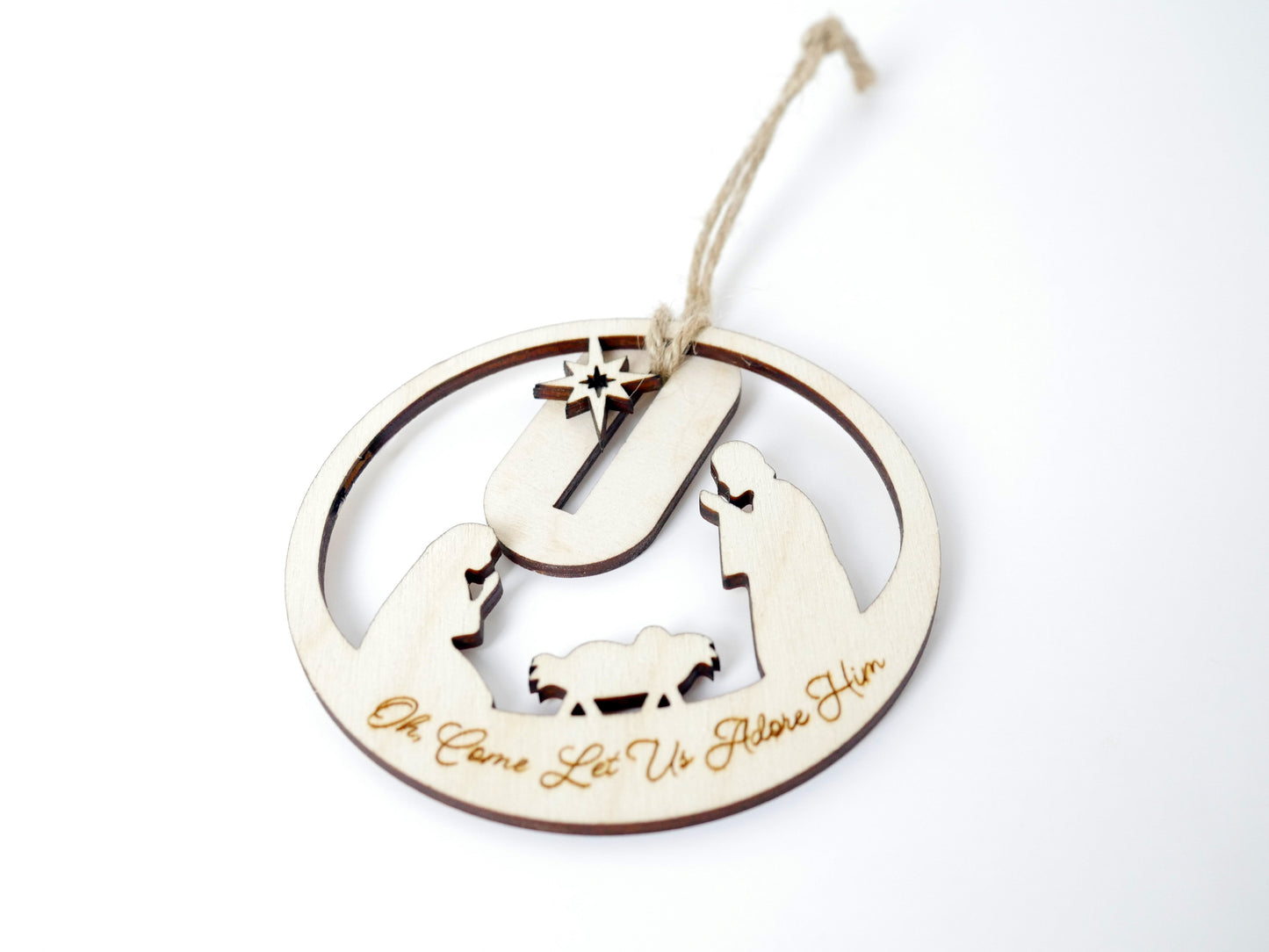 "Oh, Come Let Us Adore Him" Ornament Stand, Christian Decor, Christmas Ornament, Laser Cut wood, Christmas Gift