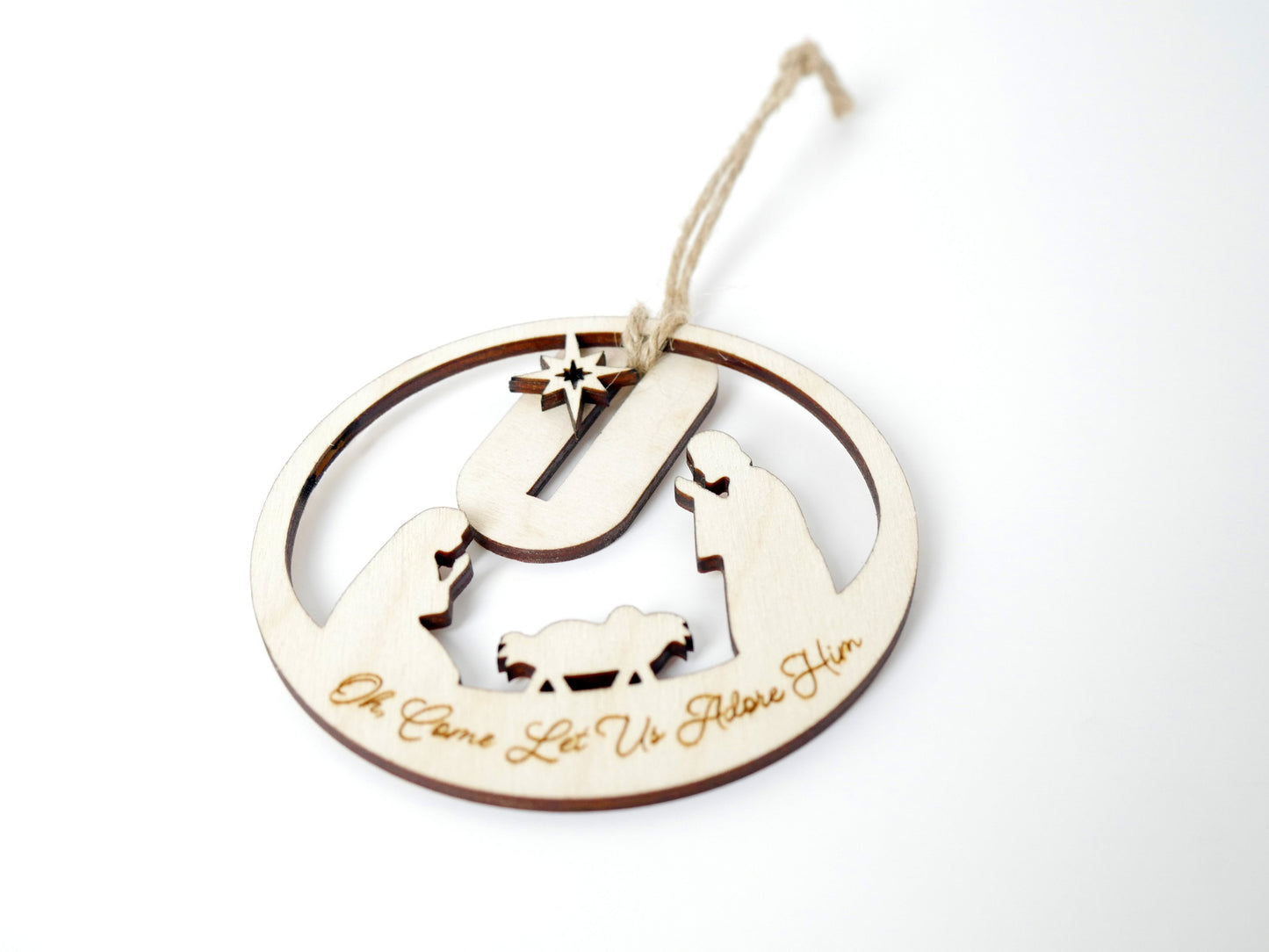 "Oh, Come Let Us Adore Him" Ornament Stand, Christian Decor, Christmas Ornament, Laser Cut wood, Christmas Gift