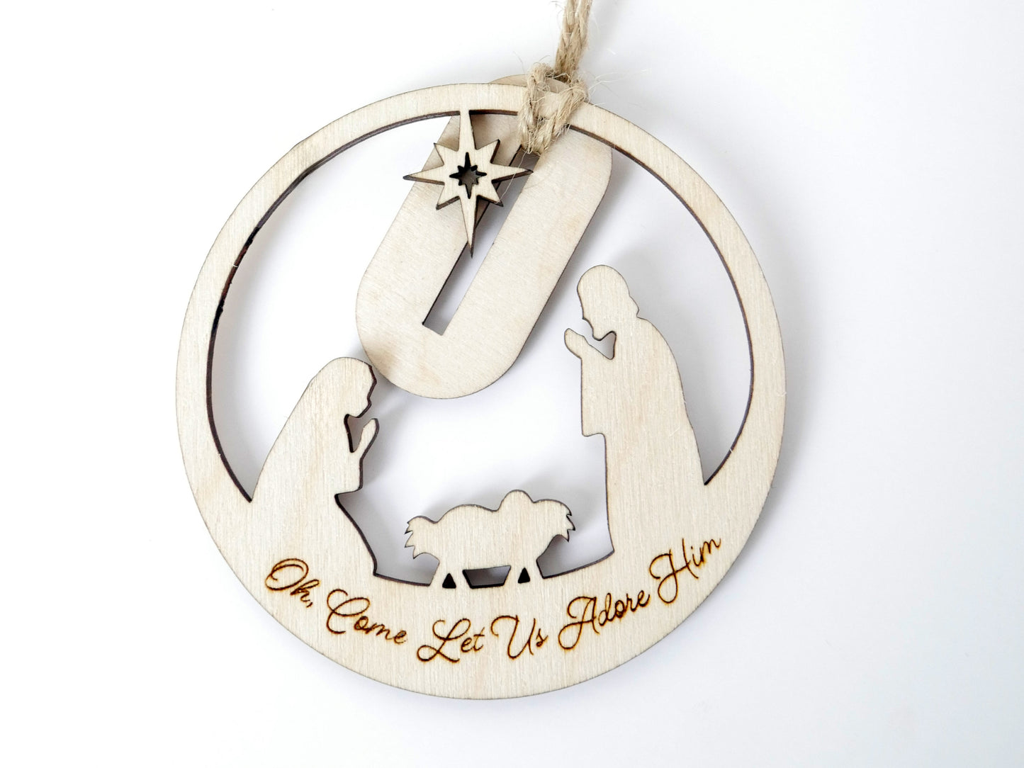 "Oh, Come Let Us Adore Him" Ornament Stand, Christian Decor, Christmas Ornament, Laser Cut wood, Christmas Gift