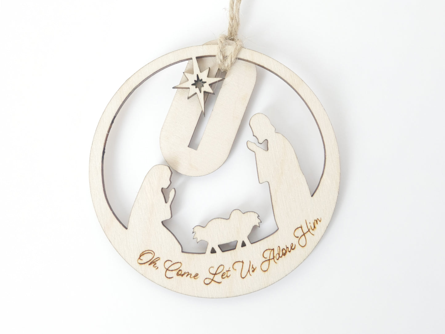 "Oh, Come Let Us Adore Him" Ornament Stand, Christian Decor, Christmas Ornament, Laser Cut wood, Christmas Gift