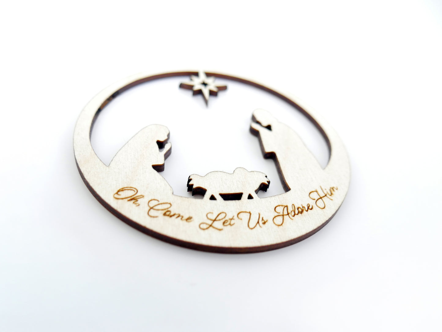 "Oh, Come Let Us Adore Him" Ornament Stand, Christian Decor, Christmas Ornament, Laser Cut wood, Christmas Gift