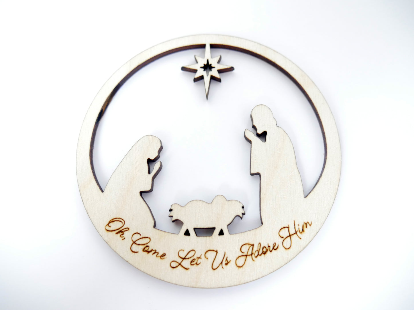 "Oh, Come Let Us Adore Him" Ornament Stand, Christian Decor, Christmas Ornament, Laser Cut wood, Christmas Gift