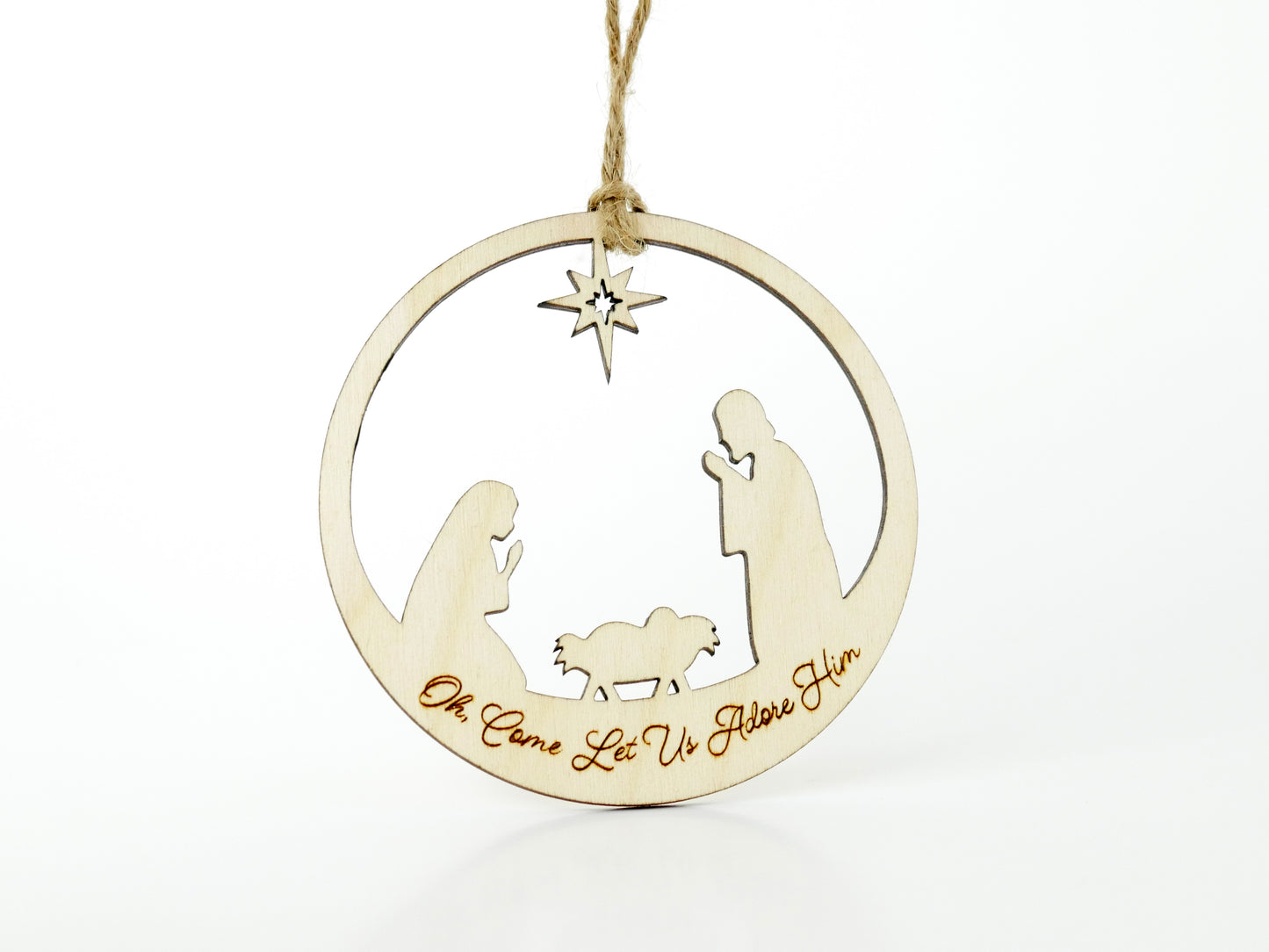 "Oh, Come Let Us Adore Him" Ornament Stand, Christian Decor, Christmas Ornament, Laser Cut wood, Christmas Gift