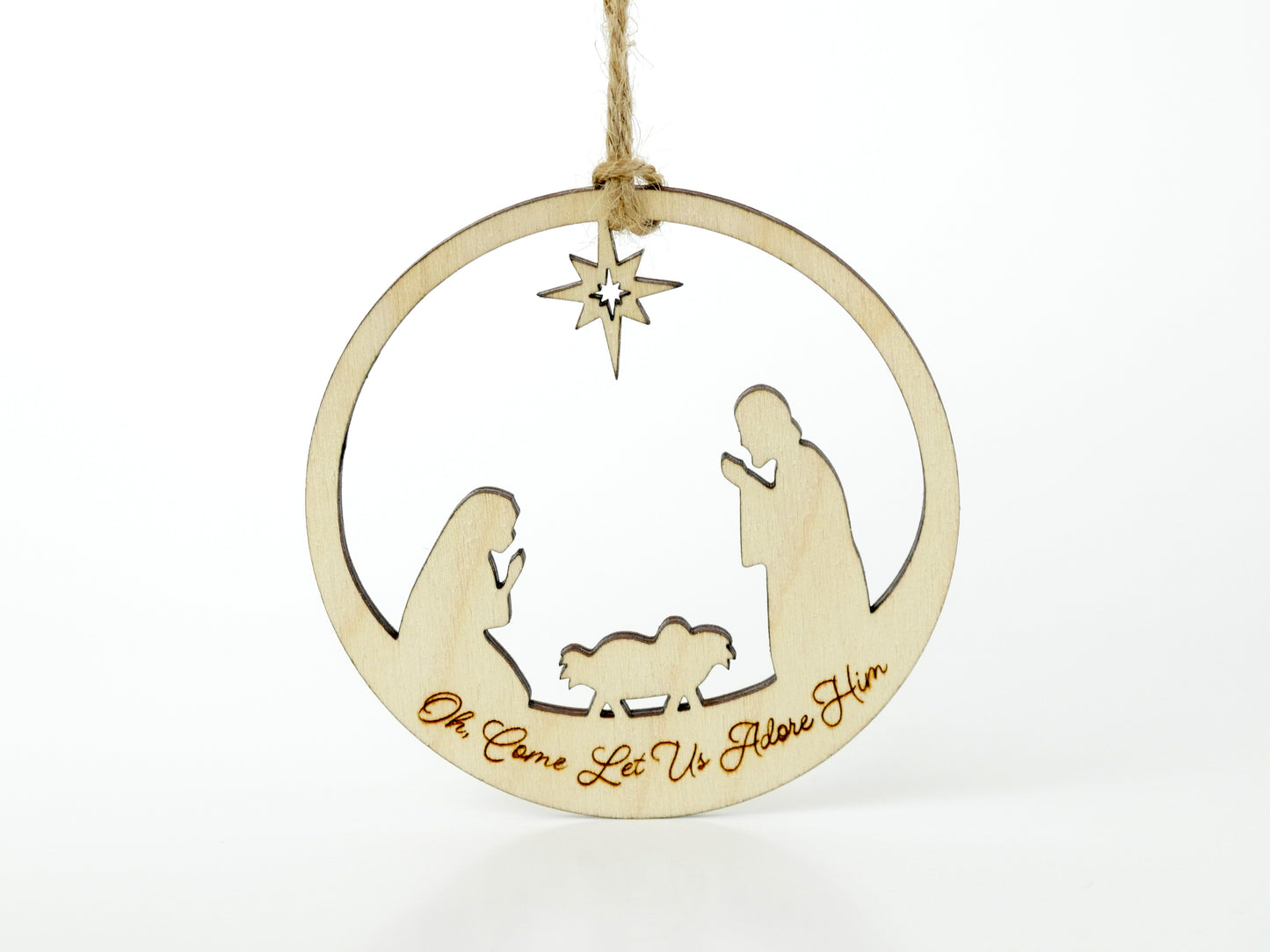 "Oh, Come Let Us Adore Him" Ornament Stand, Christian Decor, Christmas Ornament, Laser Cut wood, Christmas Gift