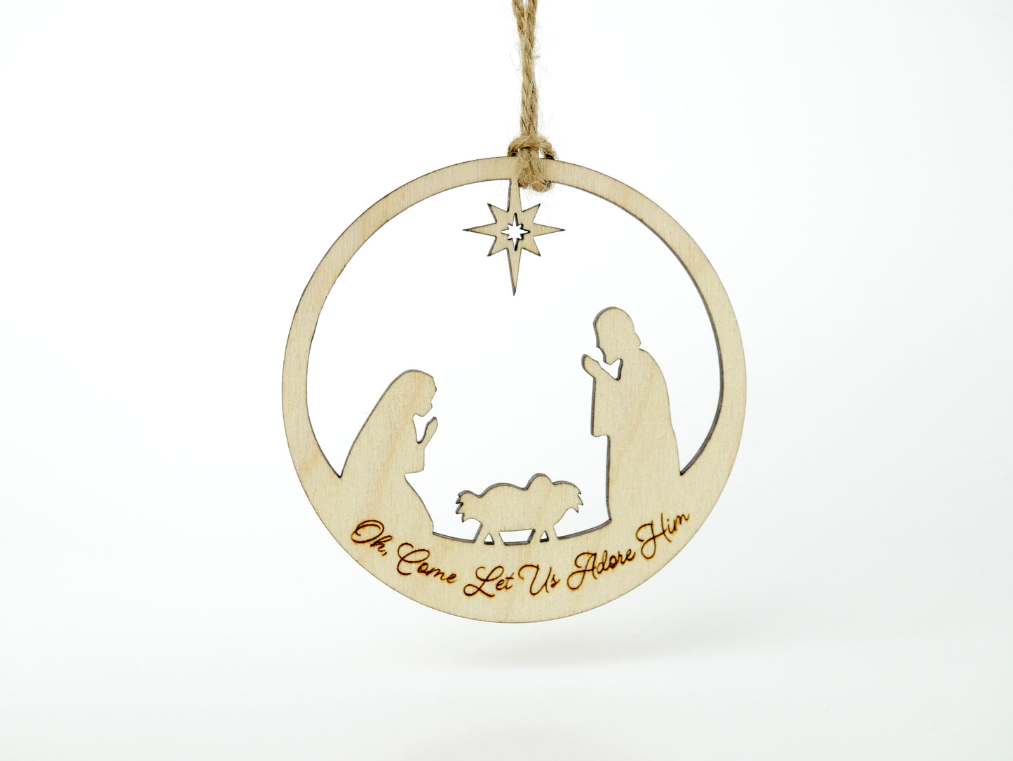 "Oh, Come Let Us Adore Him" Ornament Stand, Christian Decor, Christmas Ornament, Laser Cut wood, Christmas Gift