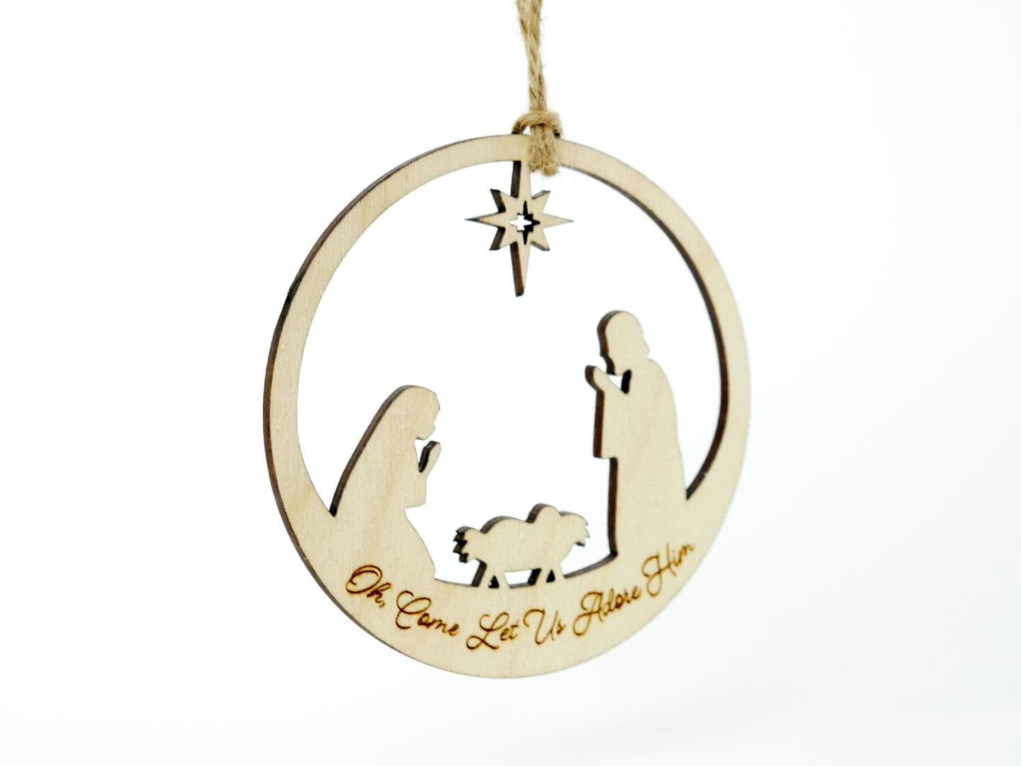 "Oh, Come Let Us Adore Him" Ornament Stand, Christian Decor, Christmas Ornament, Laser Cut wood, Christmas Gift