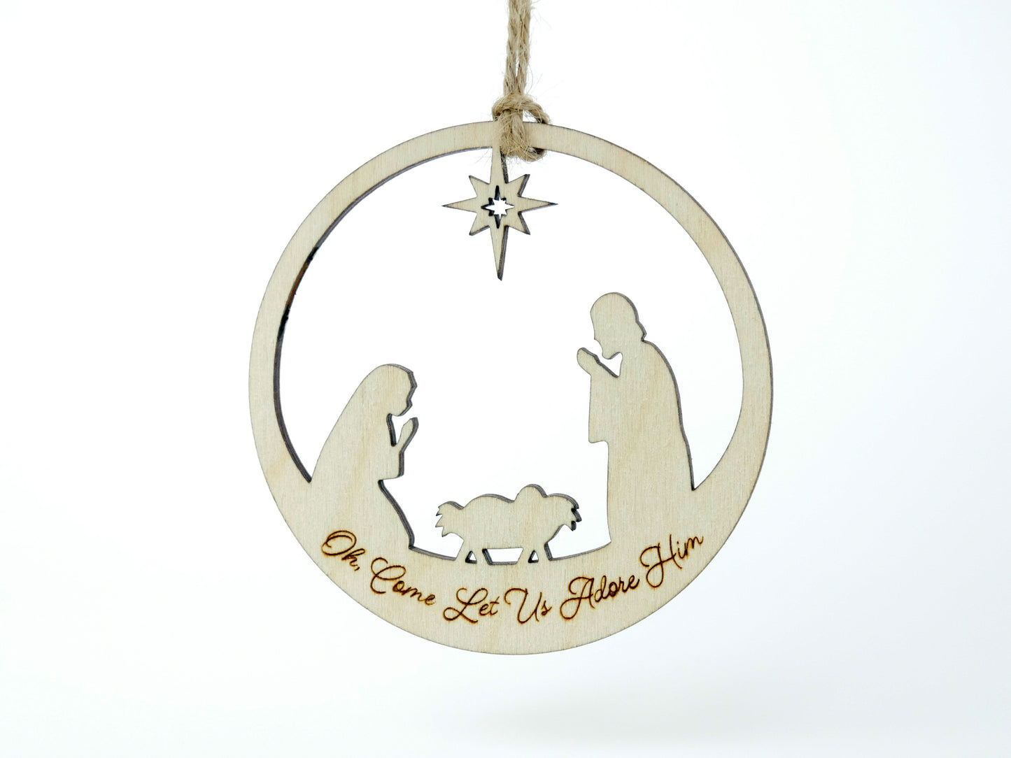 "Oh, Come Let Us Adore Him" Ornament Stand, Christian Decor, Christmas Ornament, Laser Cut wood, Christmas Gift