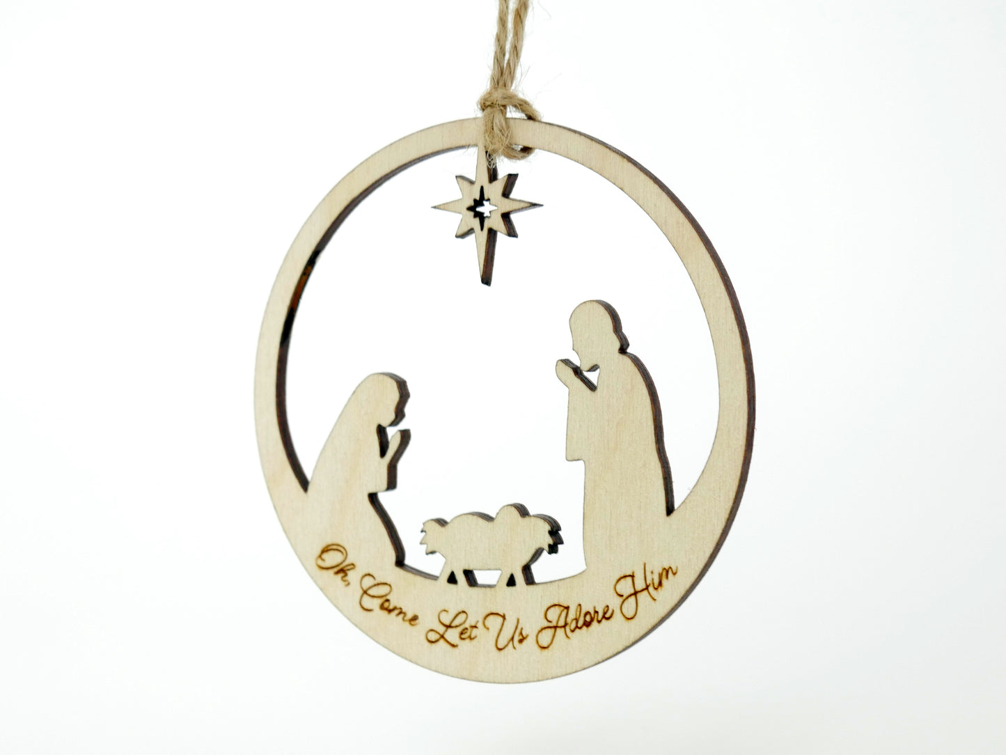 "Oh, Come Let Us Adore Him" Ornament Stand, Christian Decor, Christmas Ornament, Laser Cut wood, Christmas Gift