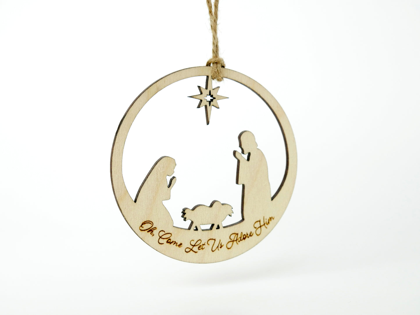 "Oh, Come Let Us Adore Him" Ornament Stand, Christian Decor, Christmas Ornament, Laser Cut wood, Christmas Gift