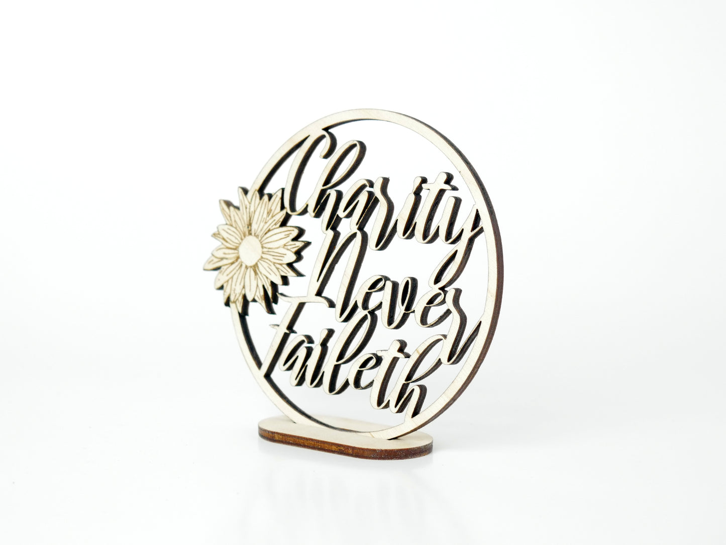 "Charity Never Faileth" Ornament/Sign, Christian Christmas Ornament, Laser Cut Decor, Christmas Gift