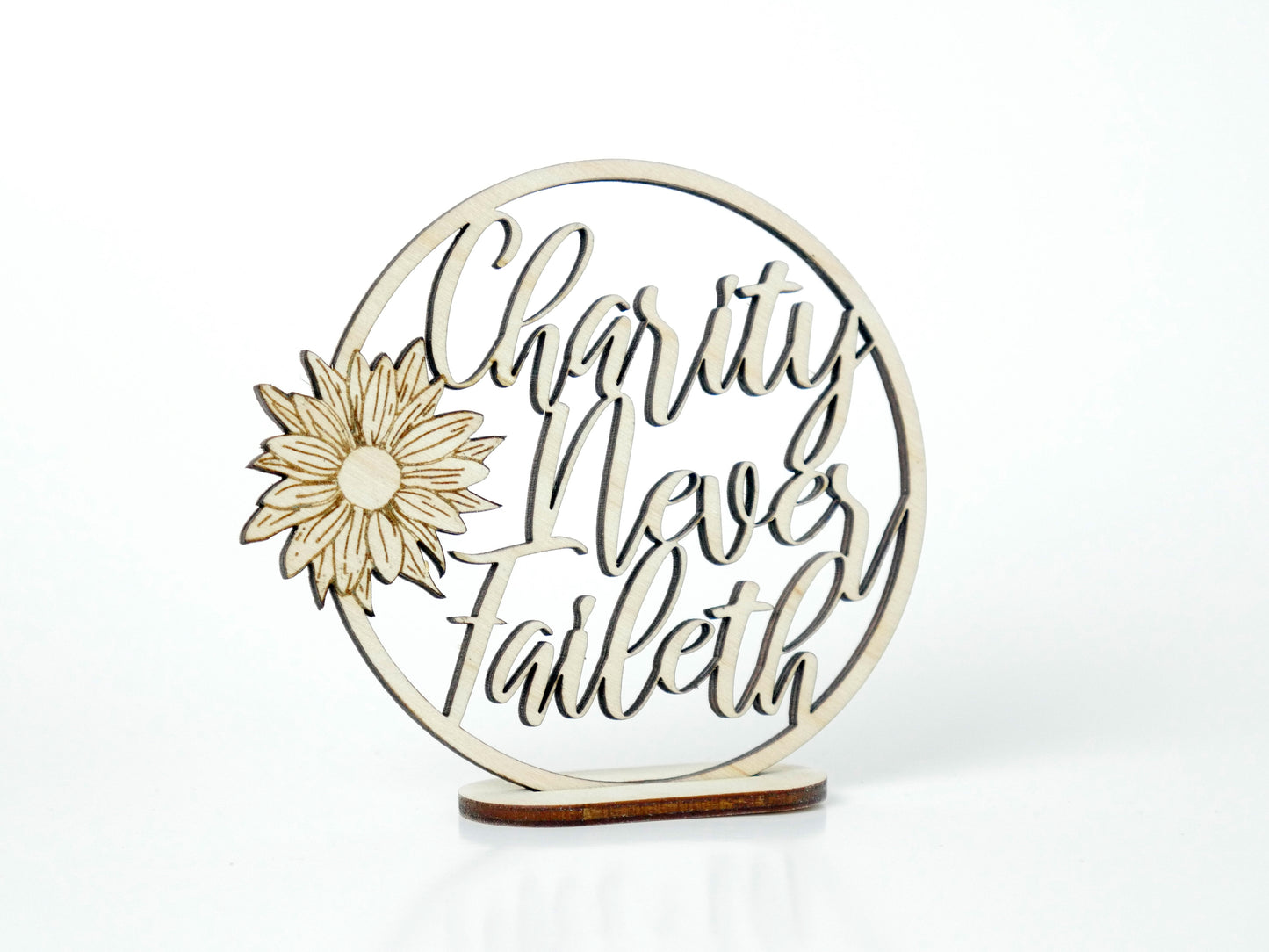 "Charity Never Faileth" Ornament/Sign, Christian Christmas Ornament, Laser Cut Decor, Christmas Gift