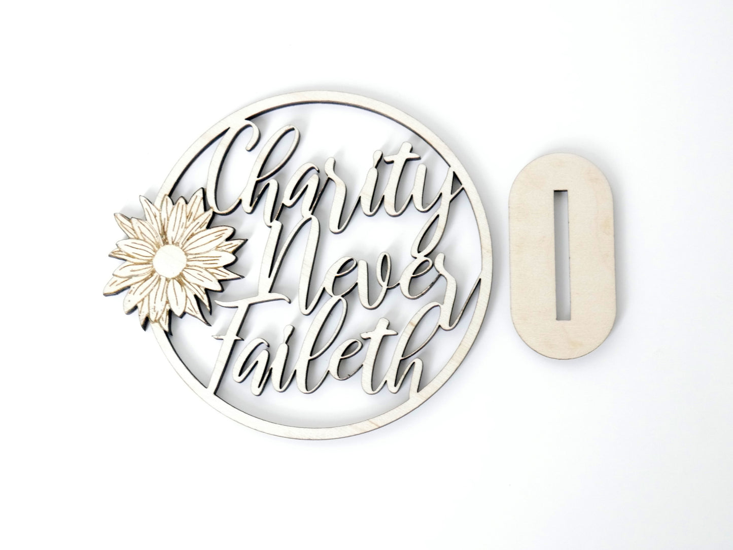 "Charity Never Faileth" Ornament/Sign, Christian Christmas Ornament, Laser Cut Decor, Christmas Gift