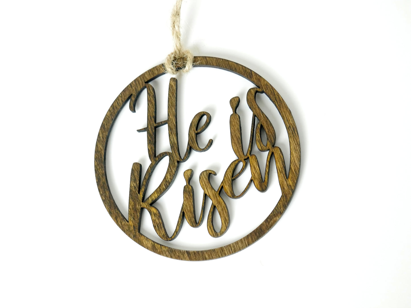 "He is Risen" Ornament/Sign, Christian Ornament, Laser Cut Wood, Christmas Gift