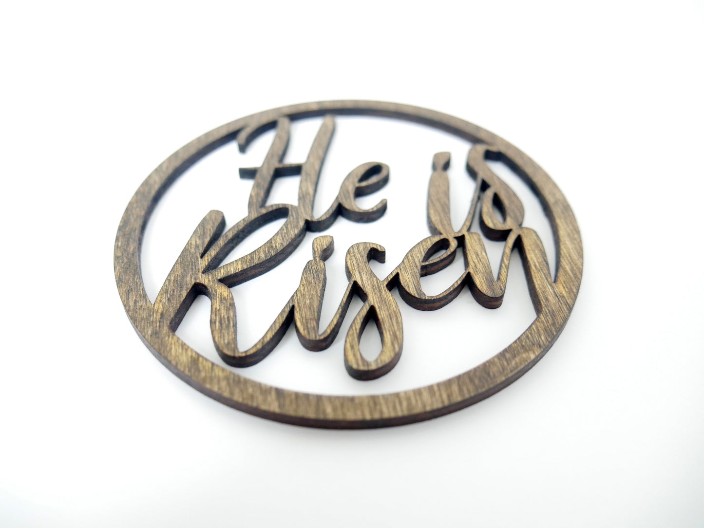 "He is Risen" Ornament/Sign, Christian Ornament, Laser Cut Wood, Christmas Gift