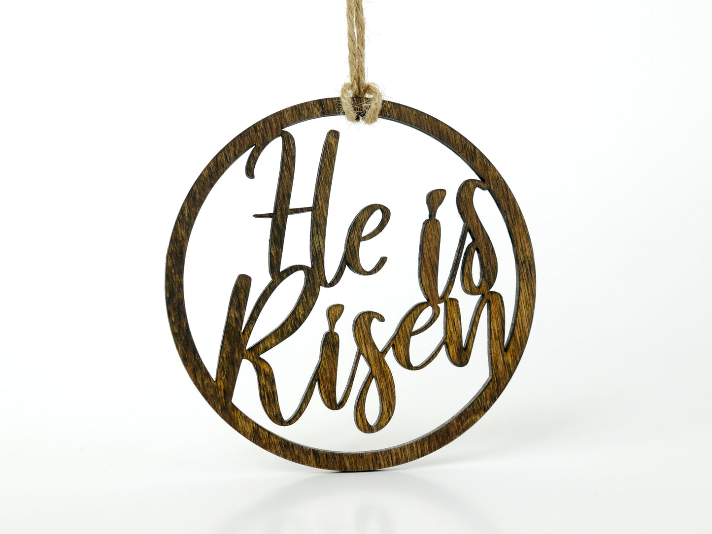"He is Risen" Ornament/Sign, Christian Ornament, Laser Cut Wood, Christmas Gift
