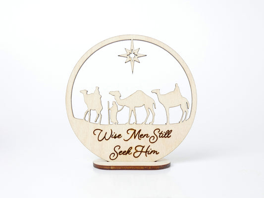 "Wise Men Still Seek Him" Ornament with Stand, Christian Christmas Ornament, Laser Cut Wood, Christmas Gift