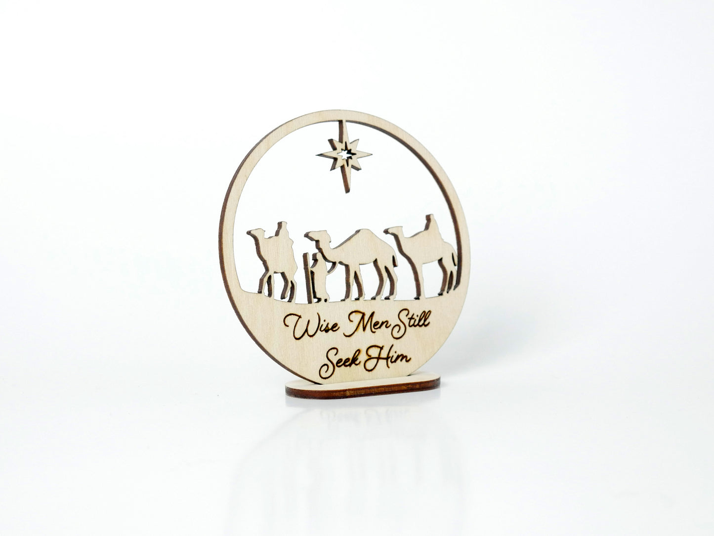 "Wise Men Still Seek Him" Ornament with Stand, Christian Christmas Ornament, Laser Cut Wood, Christmas Gift