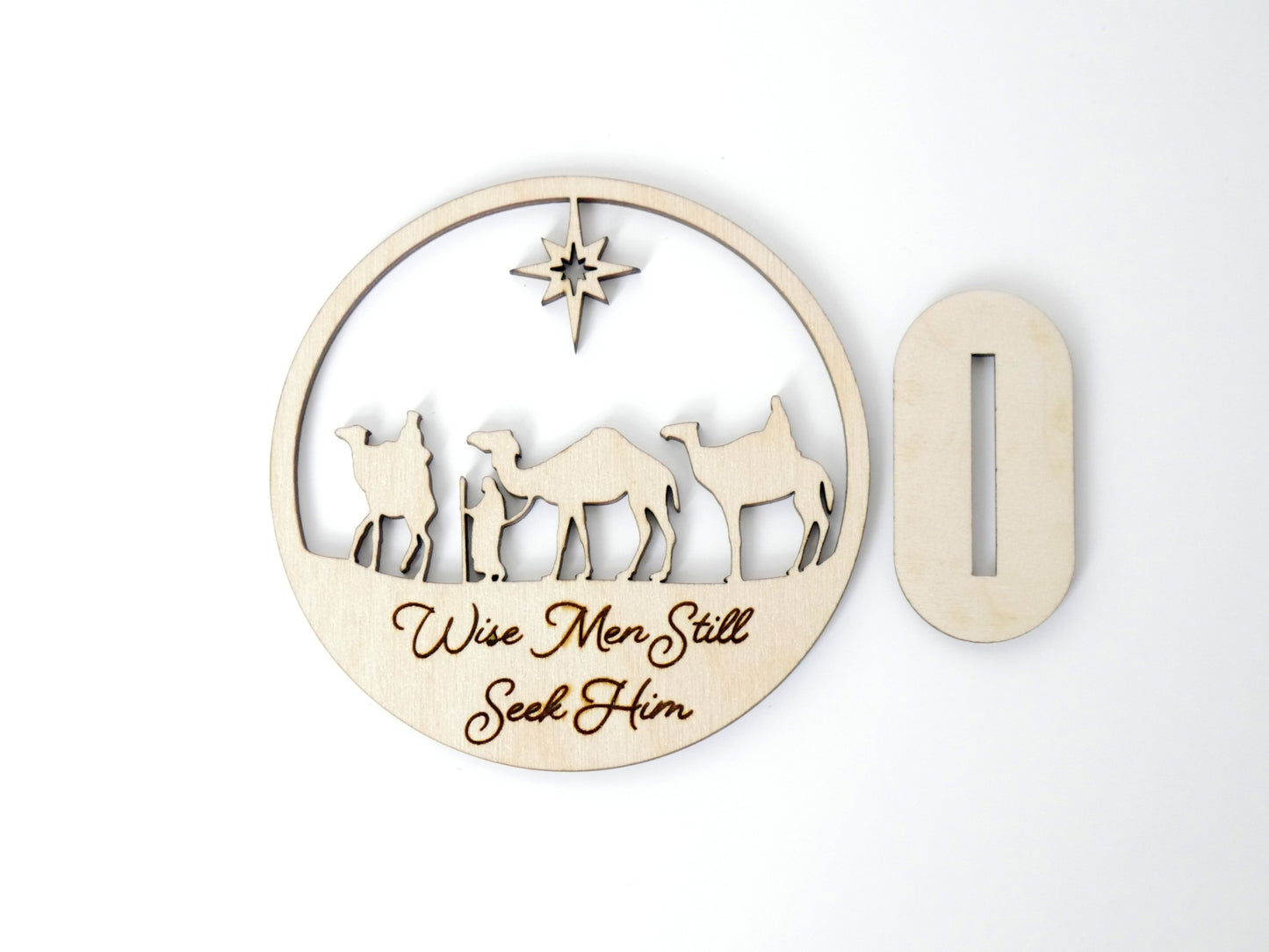 "Wise Men Still Seek Him" Ornament with Stand, Christian Christmas Ornament, Laser Cut Wood, Christmas Gift