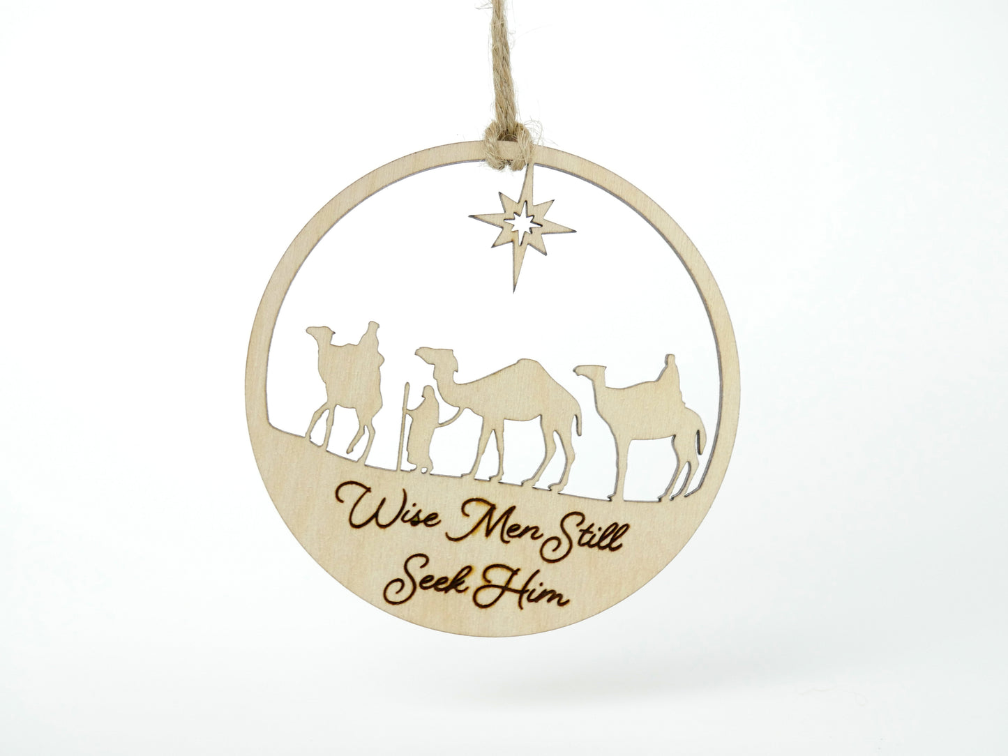"Wise Men Still Seek Him" Ornament with Stand, Christian Christmas Ornament, Laser Cut Wood, Christmas Gift