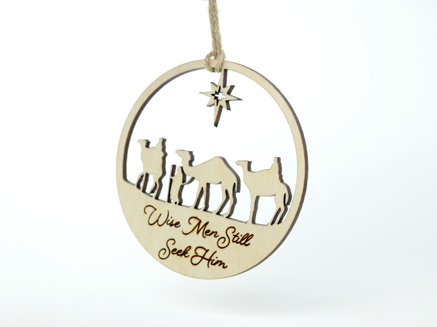 "Wise Men Still Seek Him" Ornament with Stand, Christian Christmas Ornament, Laser Cut Wood, Christmas Gift