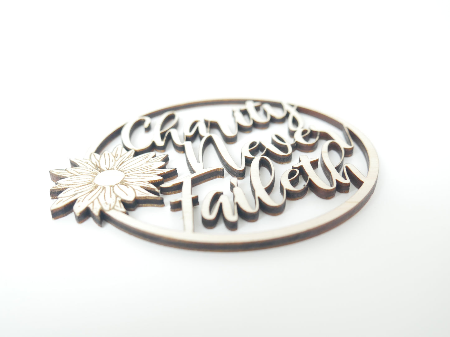 "Charity Never Faileth" Ornament/Sign, Christian Christmas Ornament, Laser Cut Decor, Christmas Gift
