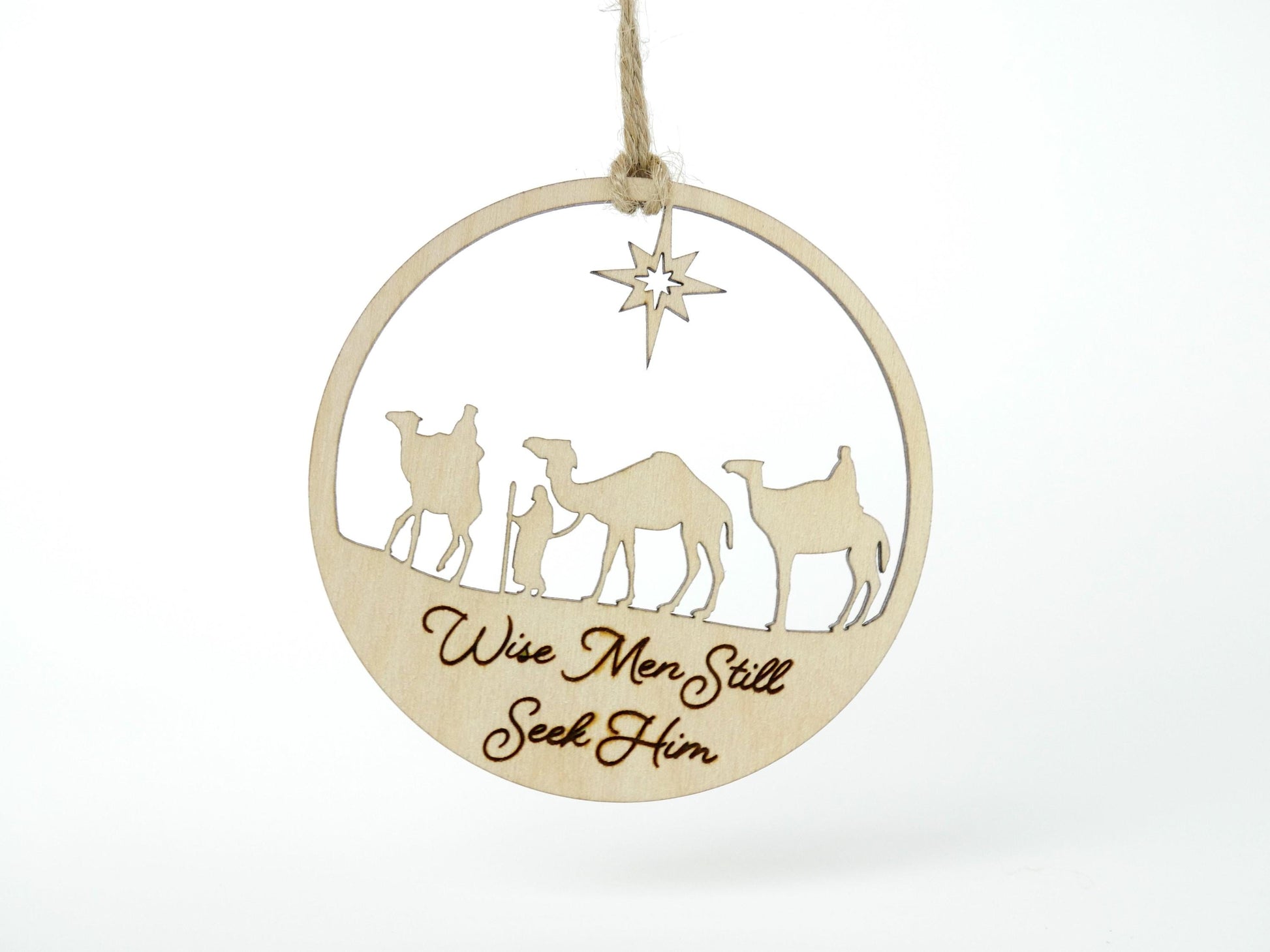 Wise Men Still Seek Him" Ornament with Stand, Christian Christmas Ornament, Laser Cut Wood, Christmas Gift