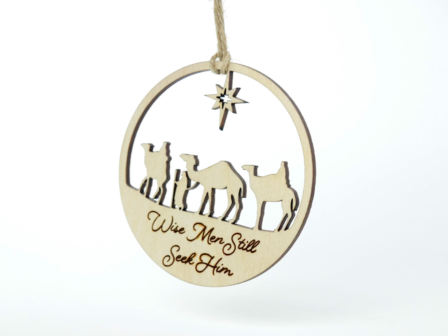 Wise Men Still Seek Him" Ornament with Stand, Christian Christmas Ornament, Laser Cut Wood, Christmas Gift