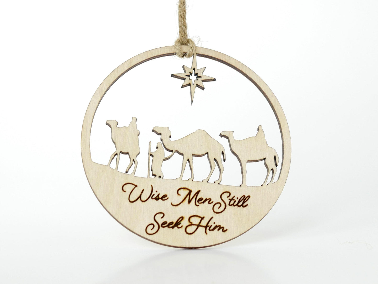 Wise Men Still Seek Him" Ornament with Stand, Christian Christmas Ornament, Laser Cut Wood, Christmas Gift