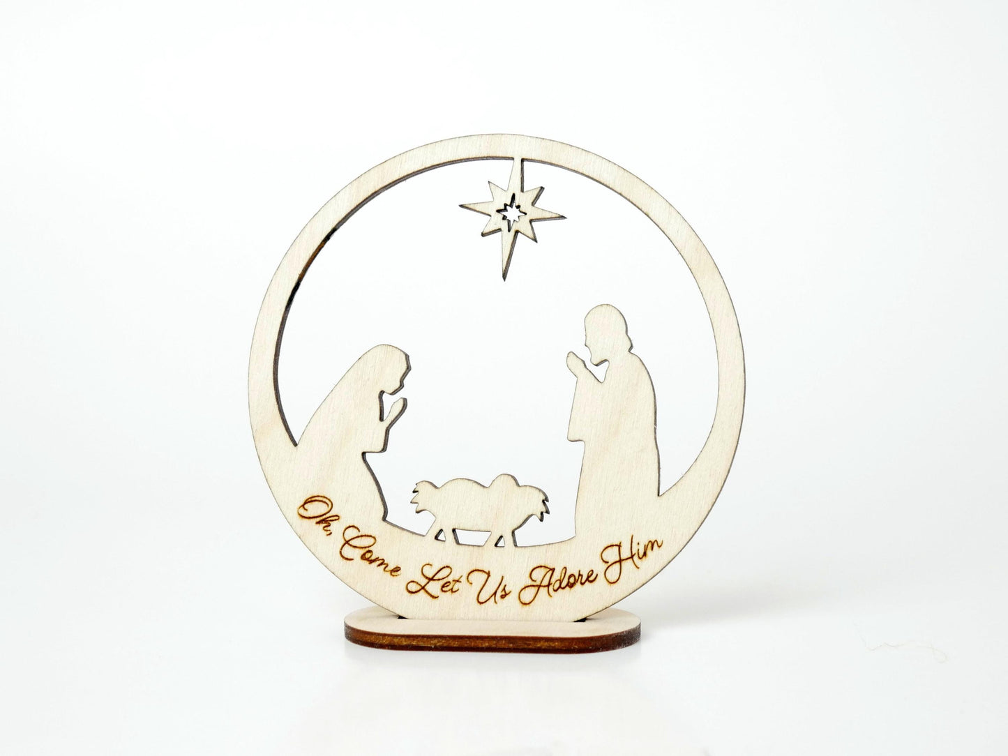 Oh, Come Let Us Adore Him" Ornament Stand, Christian Decor, Christmas Ornament, Laser Cut wood, Christmas Gift