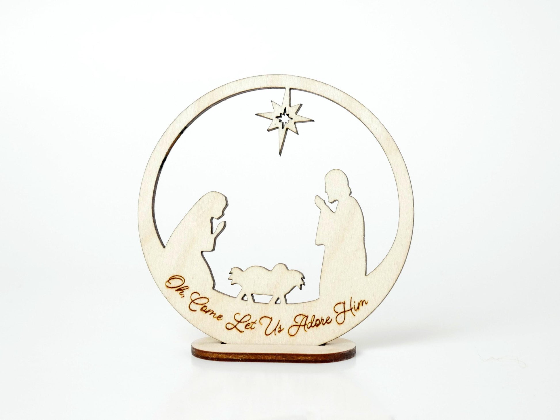 Oh, Come Let Us Adore Him" Ornament Stand, Christian Decor, Christmas Ornament, Laser Cut wood, Christmas Gift