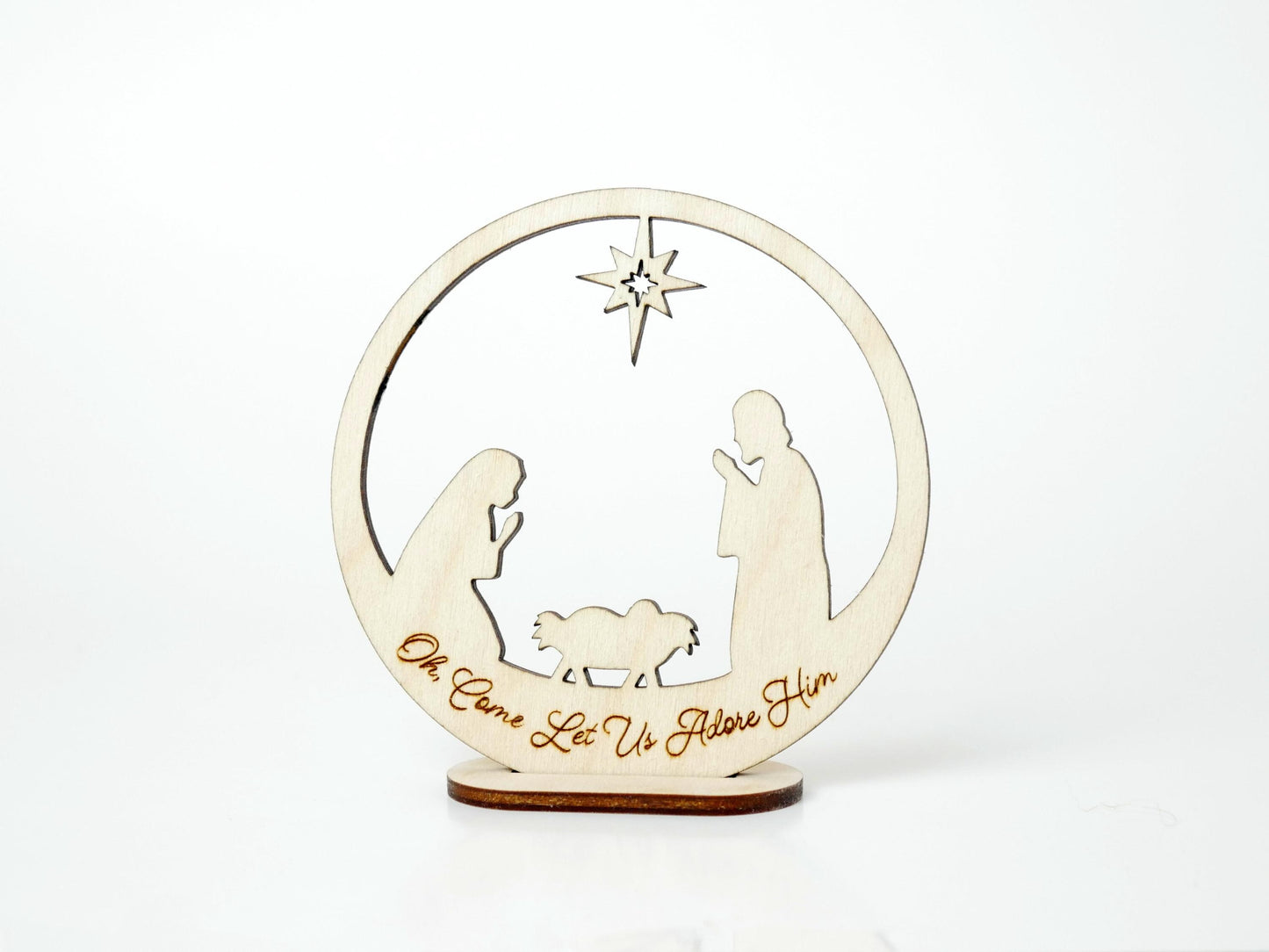 Oh, Come Let Us Adore Him" Ornament Stand, Christian Decor, Christmas Ornament, Laser Cut wood, Christmas Gift