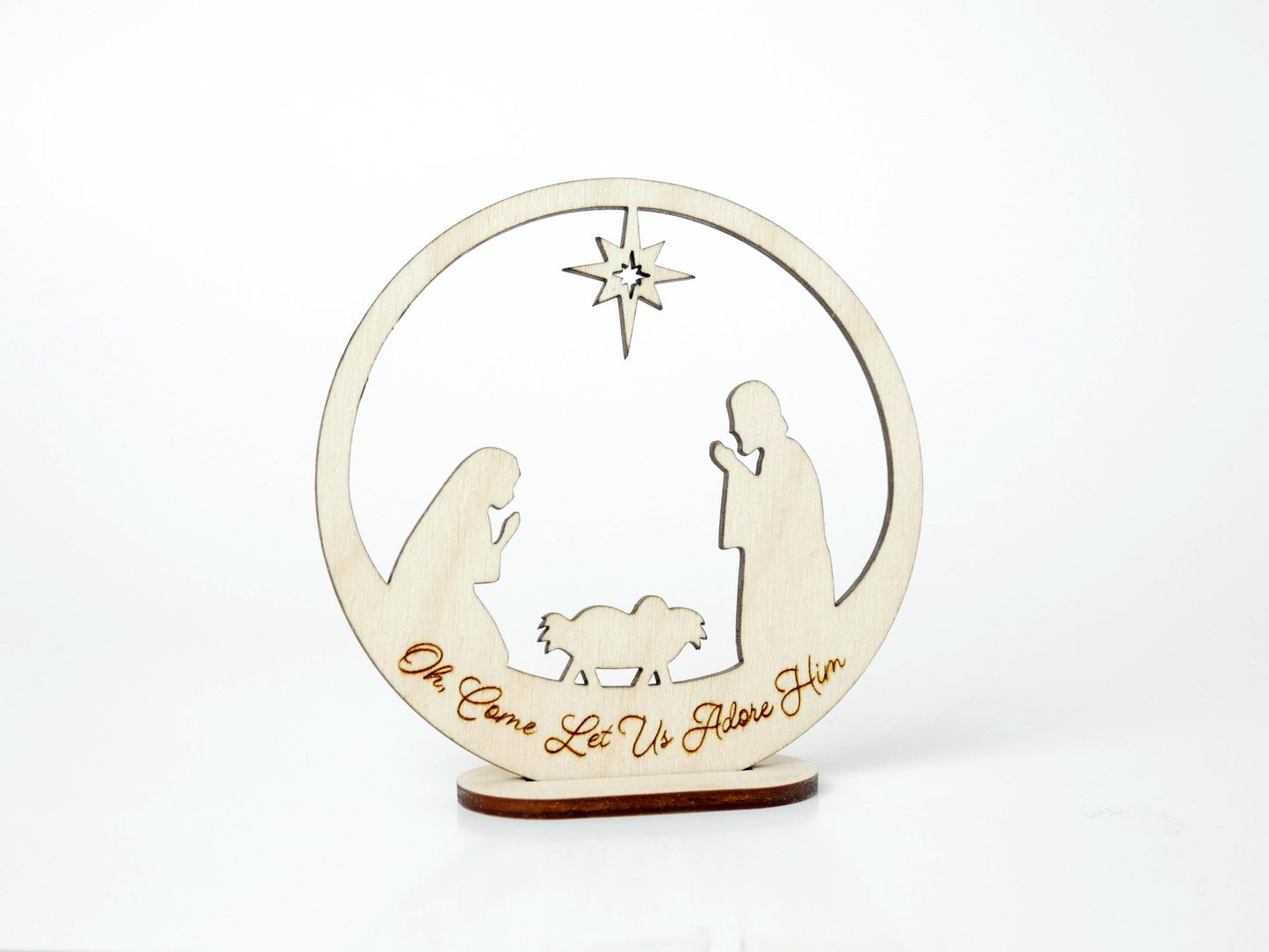 Oh, Come Let Us Adore Him" Ornament Stand, Christian Decor, Christmas Ornament, Laser Cut wood, Christmas Gift