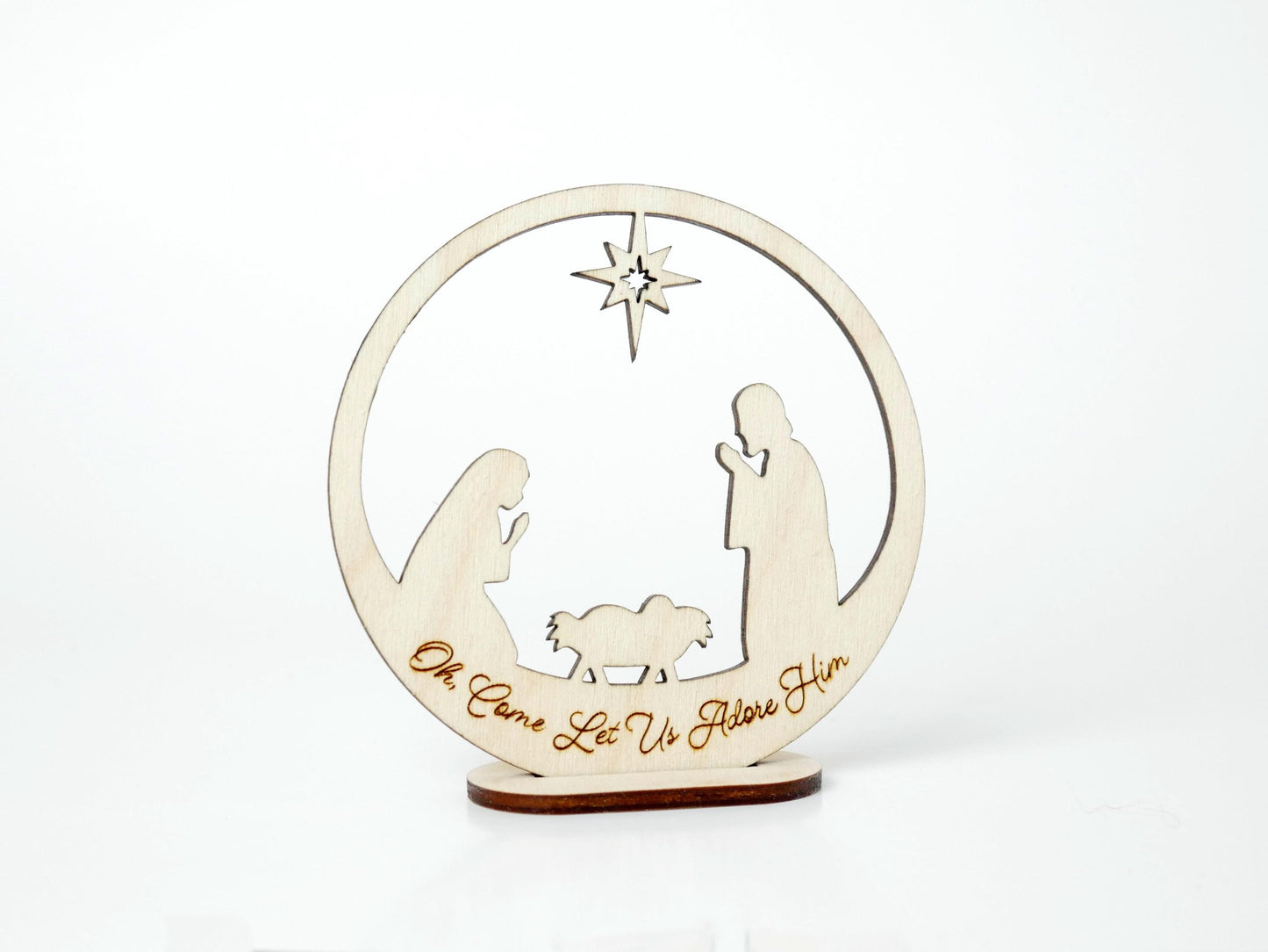Oh, Come Let Us Adore Him" Ornament Stand, Christian Decor, Christmas Ornament, Laser Cut wood, Christmas Gift