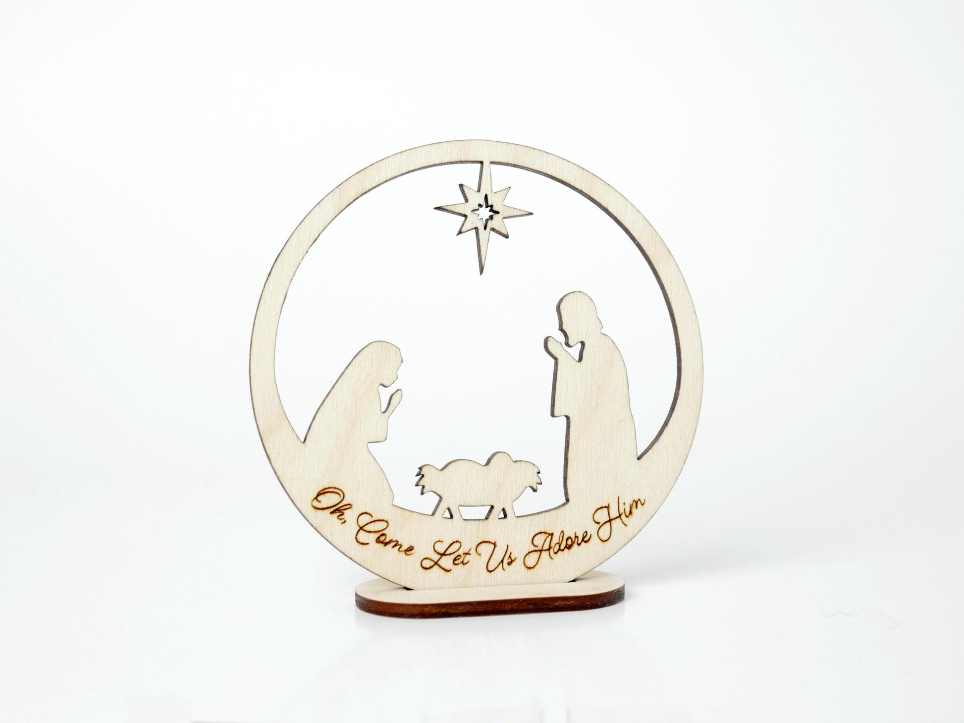 Oh, Come Let Us Adore Him" Ornament Stand, Christian Decor, Christmas Ornament, Laser Cut wood, Christmas Gift