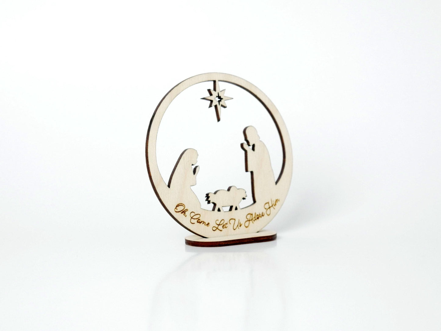 Oh, Come Let Us Adore Him" Ornament Stand, Christian Decor, Christmas Ornament, Laser Cut wood, Christmas Gift