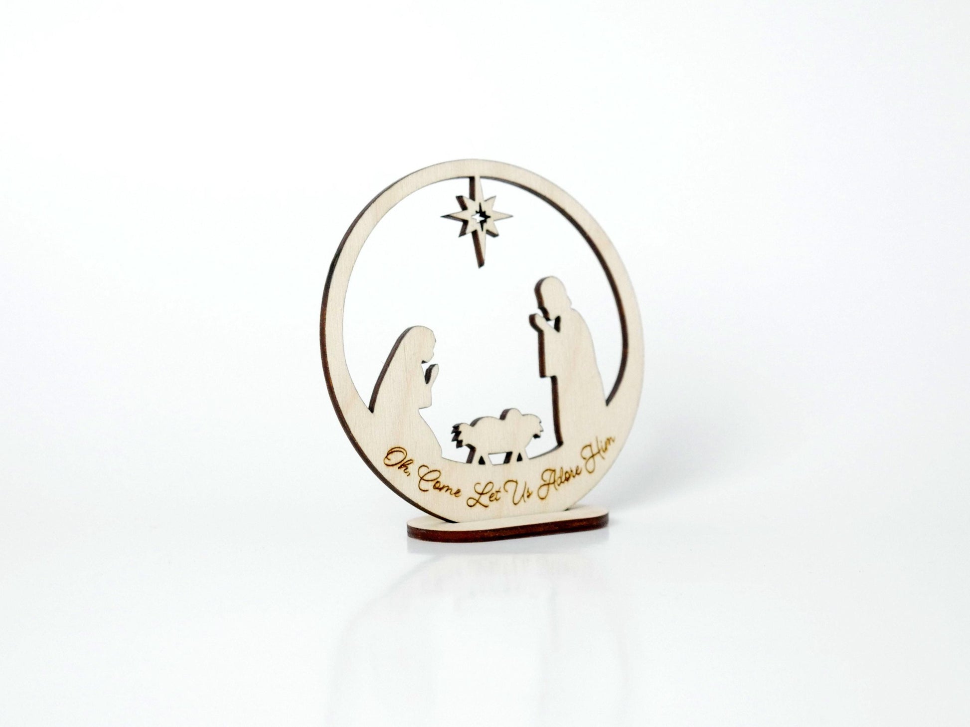 Oh, Come Let Us Adore Him" Ornament Stand, Christian Decor, Christmas Ornament, Laser Cut wood, Christmas Gift